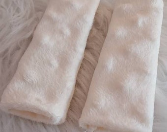 Cream minky Pair of 5" Slide On, comfort Cheek strap covers. CPAP, BIPAP, Ventilator, headgear, sleep apnea, medical