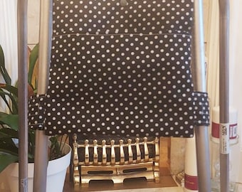 Black spot Zimmer frame bag, walking frame bag, accessories, walking aid, handmade, bag, storage, care home, gift, Zimmer caddy