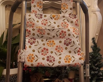 Simple floral Zimmer frame bag, walking frame bag, accessories, walking aid, handmade, bag, storage, care home, gift, Zimmer caddy