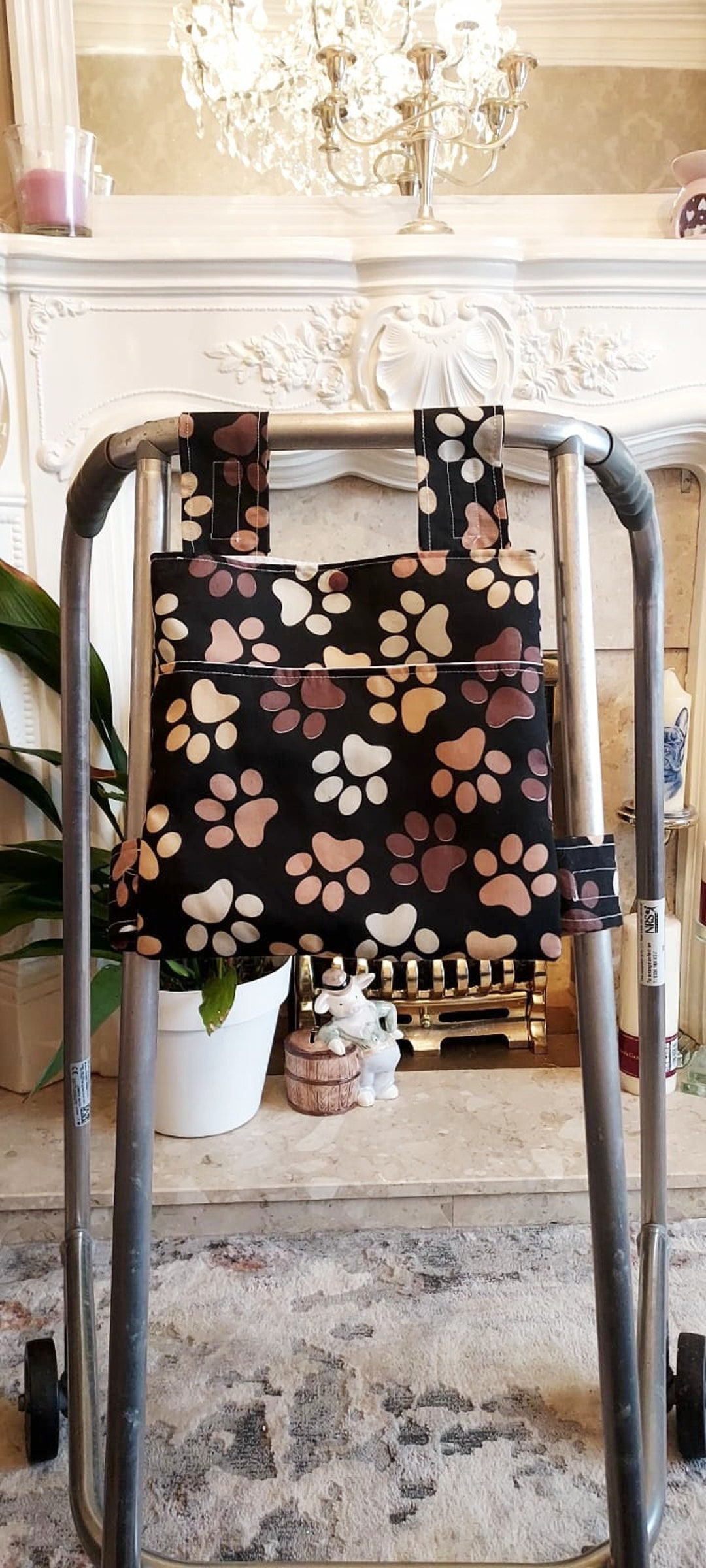Paw Print Zimmer Frame Bag, Walking Frame Bag, Accessories, Walking Aid