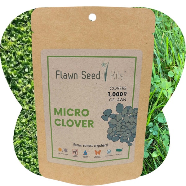 Flawn Seed Micro Clover Flowering Lawn Seed - Easy to Use, Kid, Pet, Pollinator & Eco-Friendly Grass Alternative