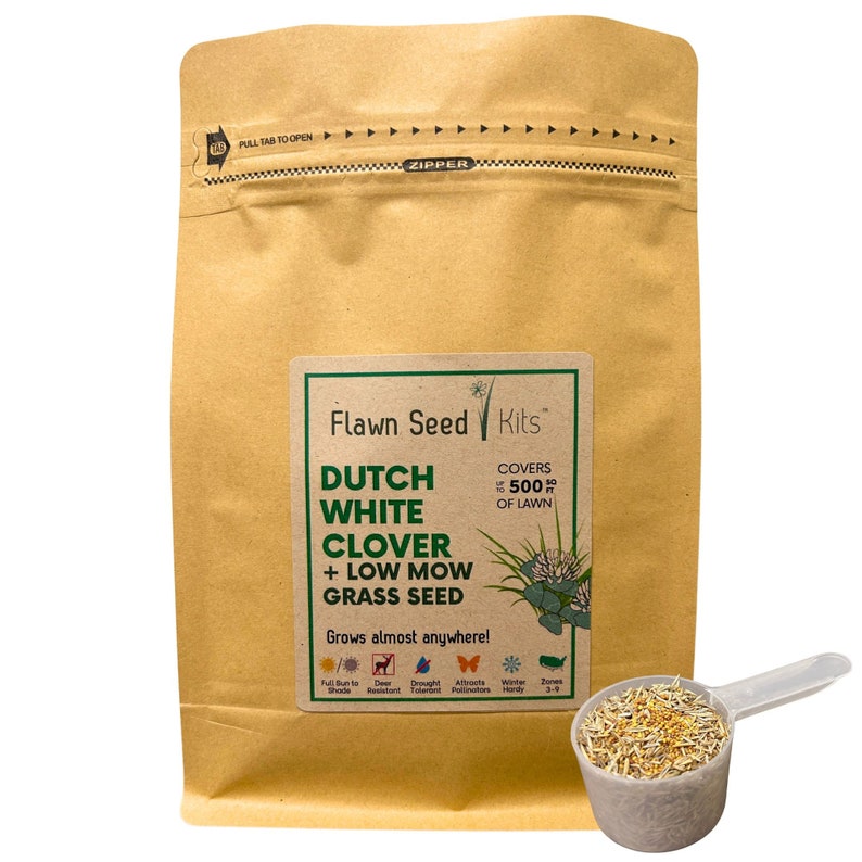 Flawn Seed Dutch White Clover Low Mow Fine Fescue Lawn Seed Easy to Use
