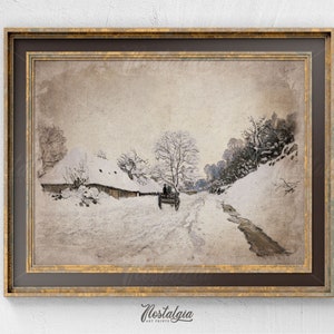 Rustic Winter Painting | Vintage Landscape Print | Antique Printable Digital Download | 147