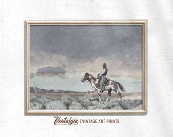 Peinture de cow-boy antique : oeuvre d'art rustique pour mur occidental (numérique téléchargeable, 805