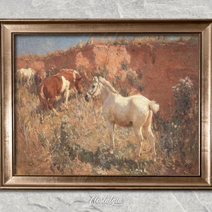 Vintage Horse Wall Art | Farmhouse Decor | Horse Oil Painting | Rustic Horse Print | PRINTABLE Digital Download | 330
