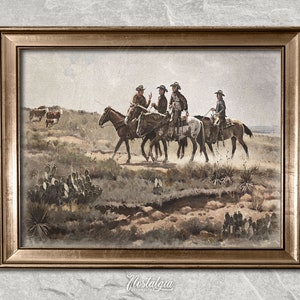 Western Painting | Southwestern Art | Cowboy Painting | Vintage Horse Riders Print | Cowboy Print | Printable Art | Digital Download | 271