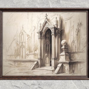 Architectural Sketch Vintage Printable Art Minimalist Wall Decor Digital Instant Download, 625