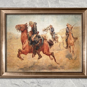 Cowboy Oil Painting | Vintage Western Decor | Southwestern Art | Rustic Wall Art | Printable Art | Digital Prints | 319