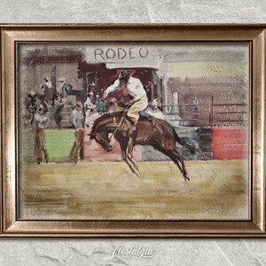 Rodeo Painting | Cowboy Print | Rustic Wall Decor | Western Oil Painting | Digital Download | Printable Art | 269