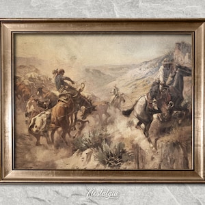 Antique Cowboy Oil Painting Print: Vintage Western Wall Art (Digital Download), 265