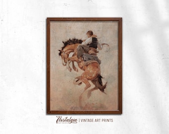 Impression vintage rodéo cowboy : art de cavalier western rustique (téléchargement numérique), 730