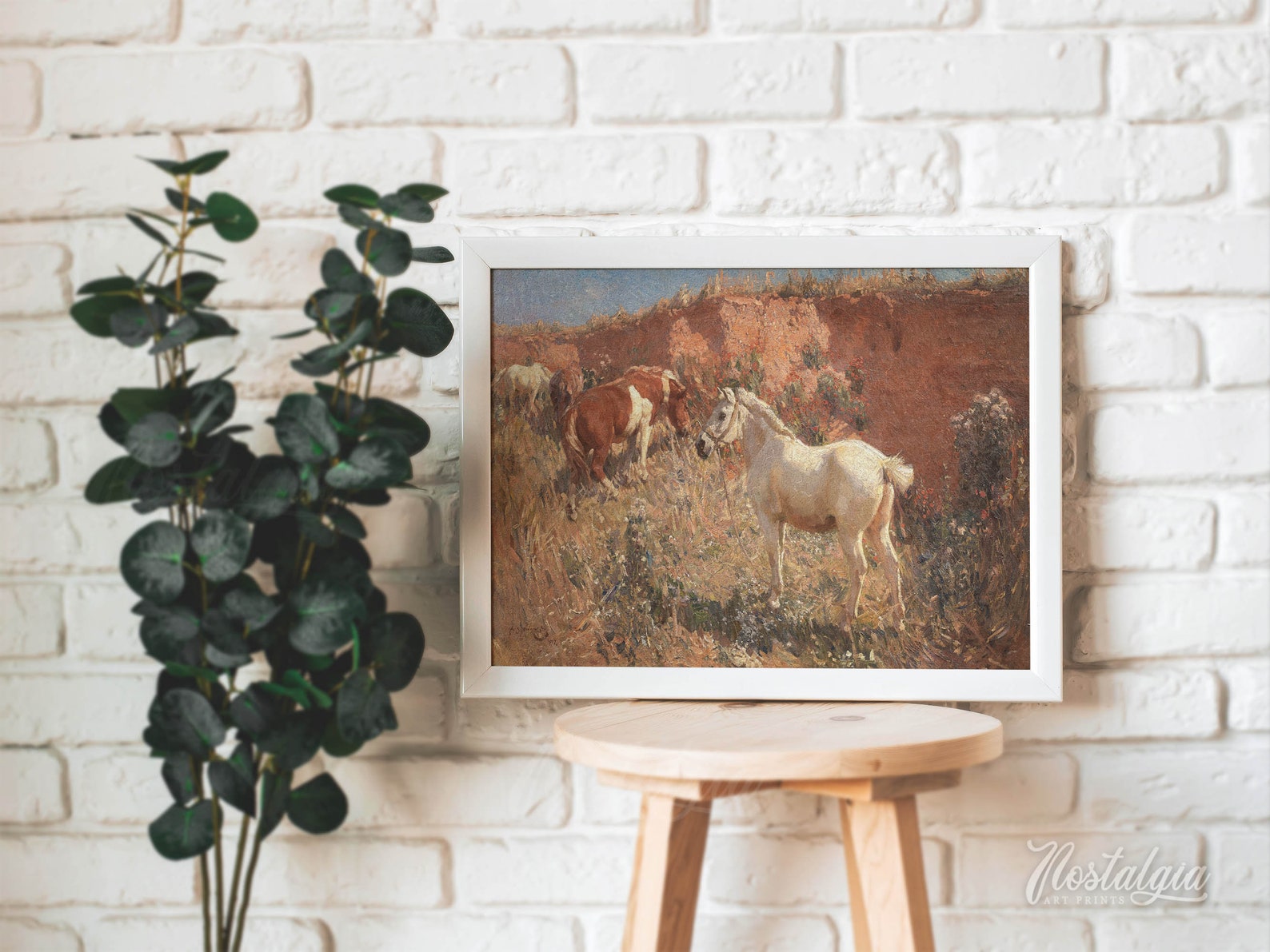Vintage Horse Wall Art Farmhouse Decor Horse Oil Painting Etsy