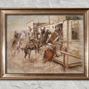 Vintage Cowboy Oil Painting: Rustic Western Horse Rider Art (Digital Download), 287
