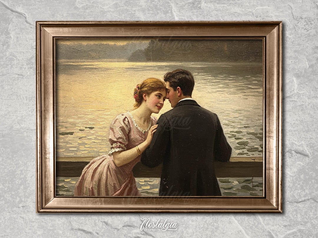 Romance Wall Decor, Vintage Oil Painting, Love Art Print, Valentine's ...