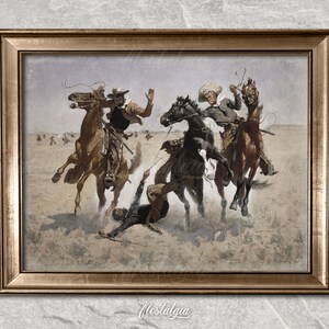 Antique Cowboy Oil Painting: Vintage Western Art Print (Digital Download), 240