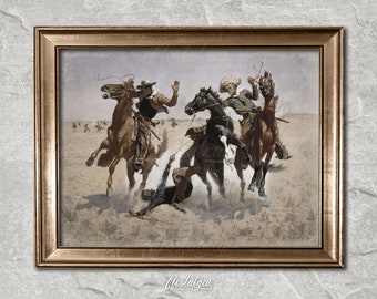 Antique Cowboy Oil Painting: Vintage Western Art Print (Digital Download), 240