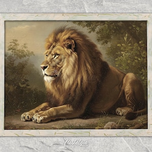 Lion Oil Painting, Vintage Animal Print, PRINTABLE Wall Art, Digital INSTANT Download, 611