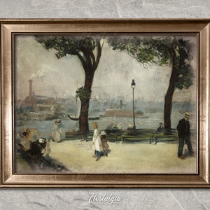 Vintage Cityscape Oil Painting: Ashcan School City View (Digital Download), 192