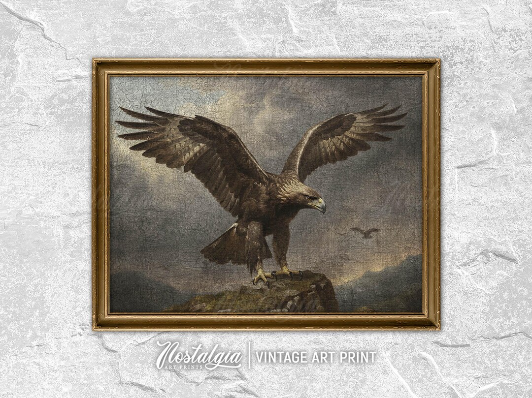 Vintage Eagle Oil Painting Art Print: Wild Animal Wall Decor (digital ...
