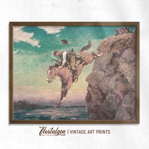 Vintage Cowboy Oil Painting Print: Western Southwestern Art (Digital Download), 756