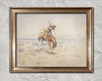 Vintage Cowboy Rodeo Print: Rustic Western Oil Painting (Digital Download), 264