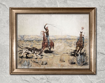 Vintage Cowboy Painting: Western Cattle Drive Art (Digital Download), 276