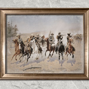 Vintage Cowboy Oil Painting: Western Rustic Decor (Digital Download), 236