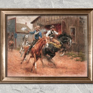 Vintage Cowboy Oil Painting: Western Wall Art Print (Digital Download), 321