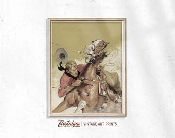 Cuadro vintage de vaquero y jinete: Impresión rústica de arte occidental (descarga digital), 836