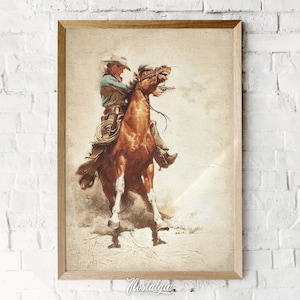 Vintage Cowboy Oil Painting: Western Art Print (Digital Download), 570