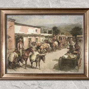 Vintage Cowboy Print | Western Painting | Rustic Wall Art | Southwest Art | Printable Digital Download | 269