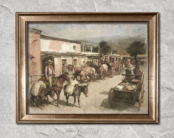 Vintage Cowboy Print | Western Painting | Rustic Wall Art | Southwest Art | Printable Digital Download | 269