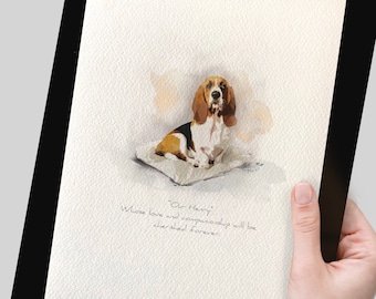 Small watercolor portrait of your pet | Custom made from photo | Digitally hand-painted | Printed on quality paper