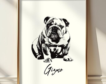 Custom Minimalist Pop Art Pet Portrait | Modern Two-Tone Print | Digital Printable JPEG & PNG for Bags or T-Shirts