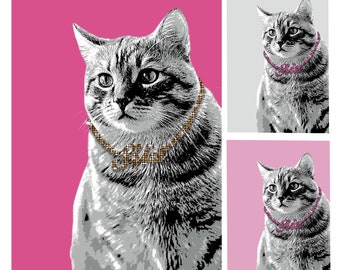 Your dog or cat with a personalized collar necklace in silver, gold, or color | Printable digital file