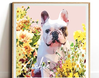 Personalized FLORAL STYLE POSTER of your pet | Printable digital file