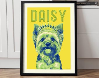 Personalized POP ART style portrait of your pet | with a crown or tiara | Printable digital file