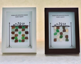 Framed Sea Glass Art Picture - When Life Gives Scraps (Available in Black or White Frame)