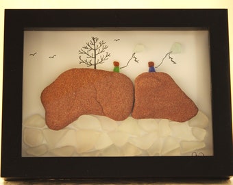 Framed Sea Glass Art Picture - Let's Fly A Kite
