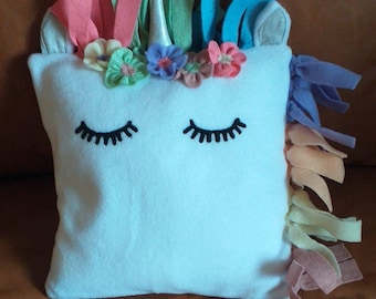 Unicorn Cushion - Fleece and Felt - Hand made