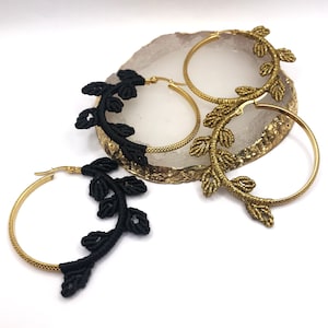 Macrame Leaves Hoop Earrings