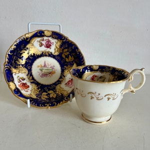 Antique H & R Daniel Teacup Saucer # 4835 Hand Painted Sea Shells RARE!