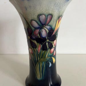 William Moorcroft Flambé Vase Spring Flowers Pattern 21cm
