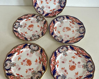 Antike Royal Crown Derby Kings Muster Beilagenteller Dessert X 5 Set 17,5 cm VGC