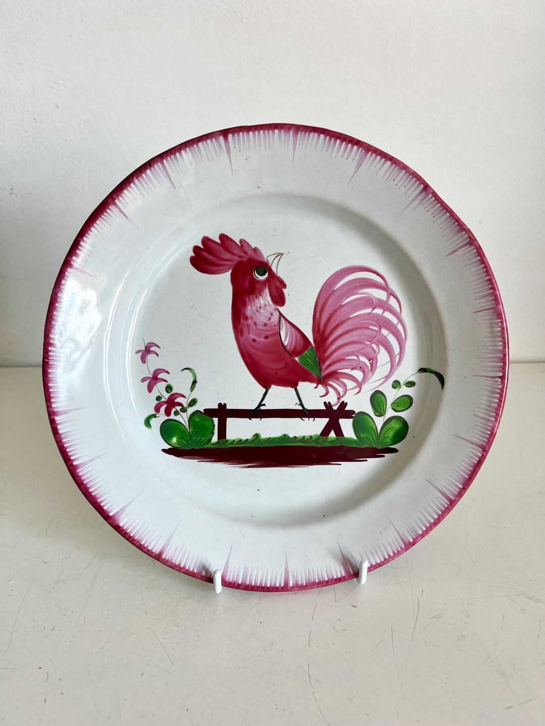 Islet Plates Antique Faience Les Islettes Tin Glazed Rooster Cockerel Plate - Etsy