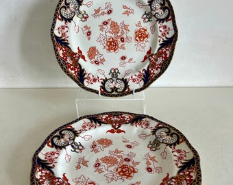 Antike Royal Crown Derby Kings Muster X 2 Speiseteller 26 cm VGC