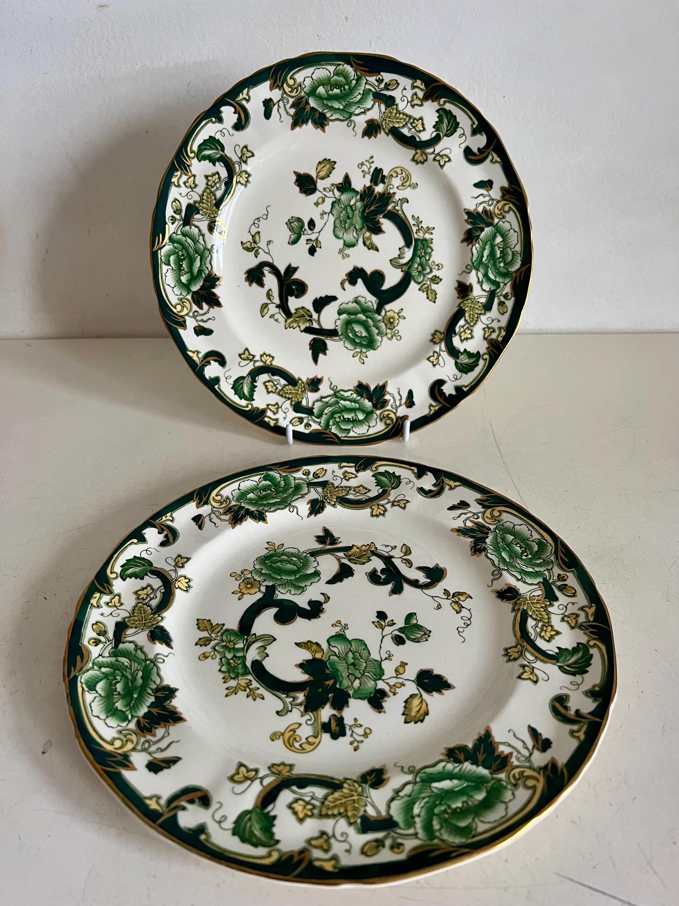 Masons Ironstone Chartreuse Dinner Lunch Plates X2 Green