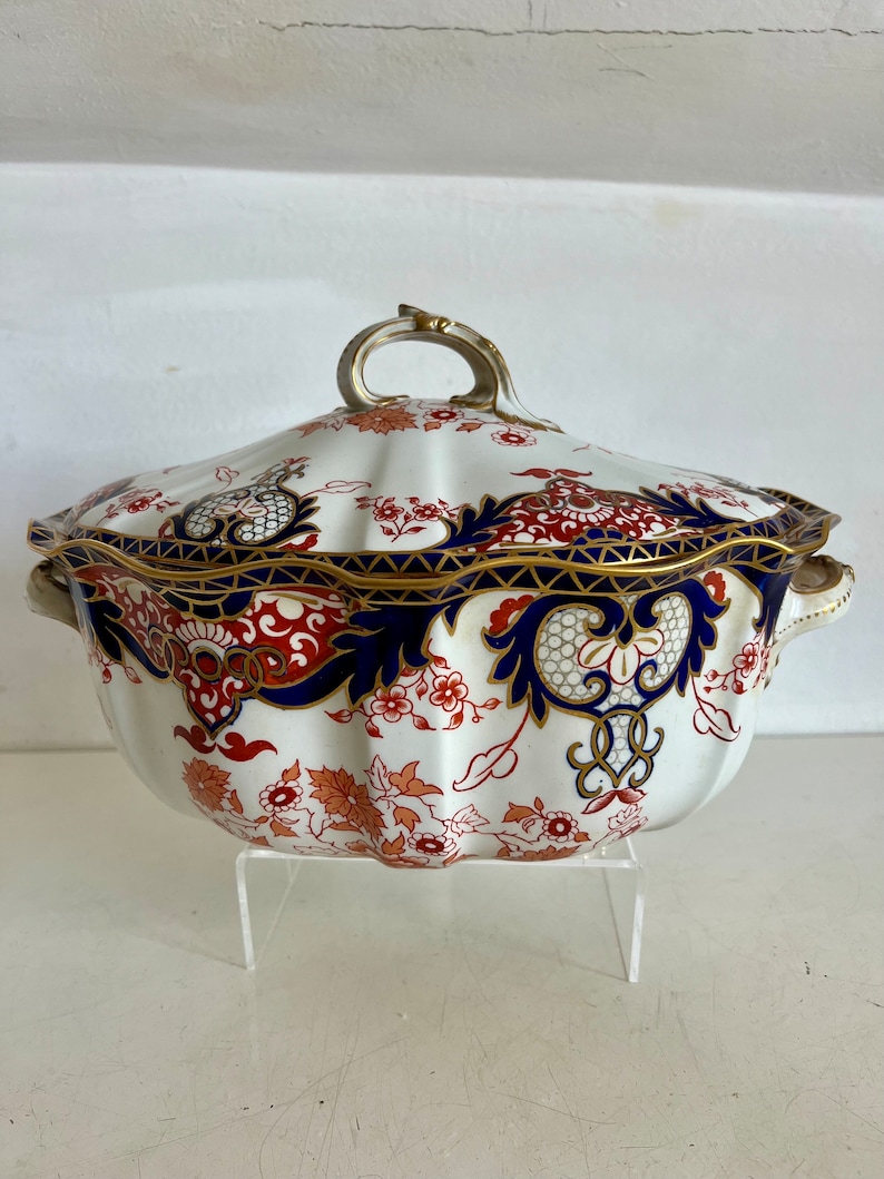 Antique Royal Crown Derby Kings Pattern Large Tureen & Lid Imari VGC ...