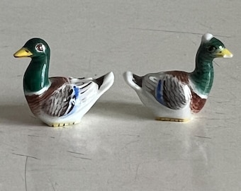 Meissen Porcelain Miniature Pair Of Partridges Quail Game Birds Figurines VGC