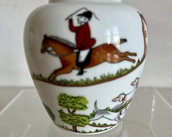 Crown Staffordshire Hunting Scene Small Vase Bone China 9cm VGC!